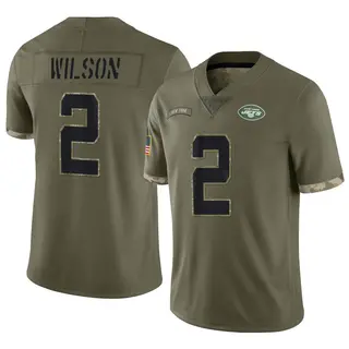 NFL_Jerseys Jersey New York''Jets'' #12 Joe Namath 2 Zach Wilson 75 Alijah  Vera-Tucker 77 Mekhi Becton Custom Youth''NFL''Olive Salute To Service 